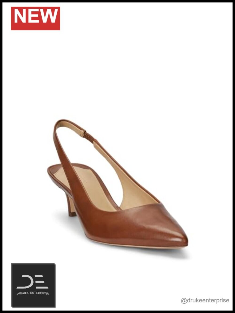 Women's Metallic Leather Slingback Pump Pointed Toe Padded Insole 1.75" Heel